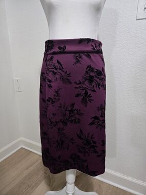 Popana | Plum Pencil Skirt with Black Floral Print